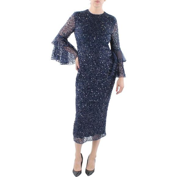 Mac Duggal Dresses & Skirts - Mac Duggal Womens Navy Mesh Embellished Formal Evening Dress Gown Imperfections